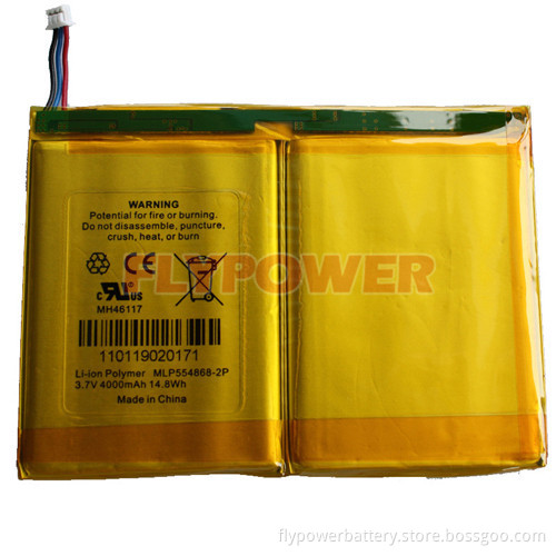 Lithium Polymer Battery Pack 3.7V 4000mAh (1S2P of FLP-554868)